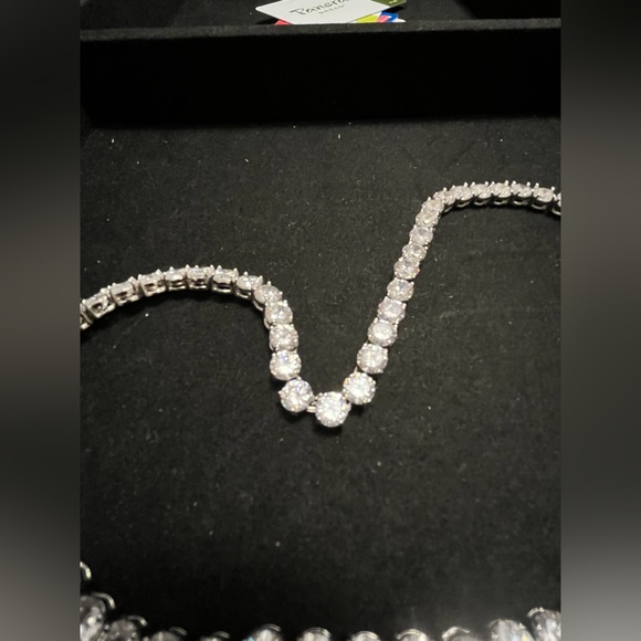 Tennis necklace choker CZ high end costume jewelry. - Picture 3 of 8